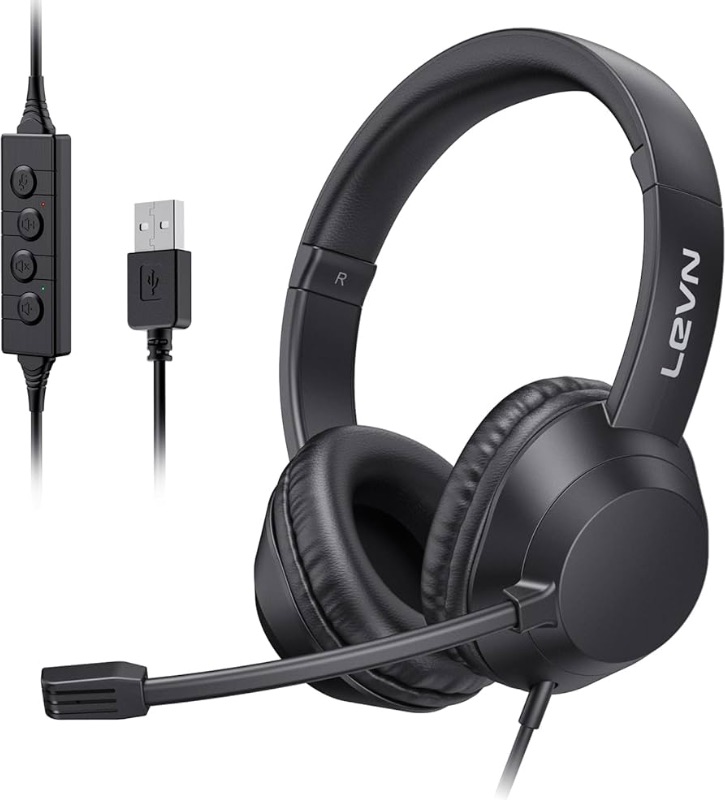 Photo 1 of Headset with Mic, USB Headset with Microphone, Computer Headset with Noise Cancelling Microphone for Laptop PC