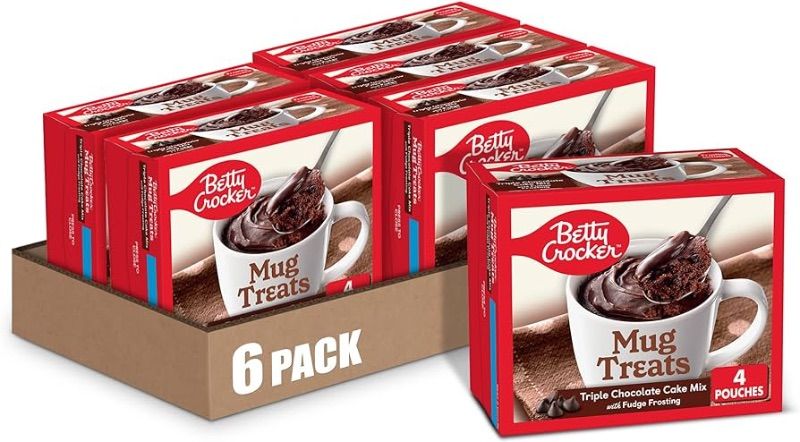 Photo 1 of ***NO RETURNS***EXP 5/2/24***Betty Crocker Mug Treats Triple Chocolate Cake Mix with Fudge Frosting, 4 Servings, 12.5 oz. (Pack of 6)