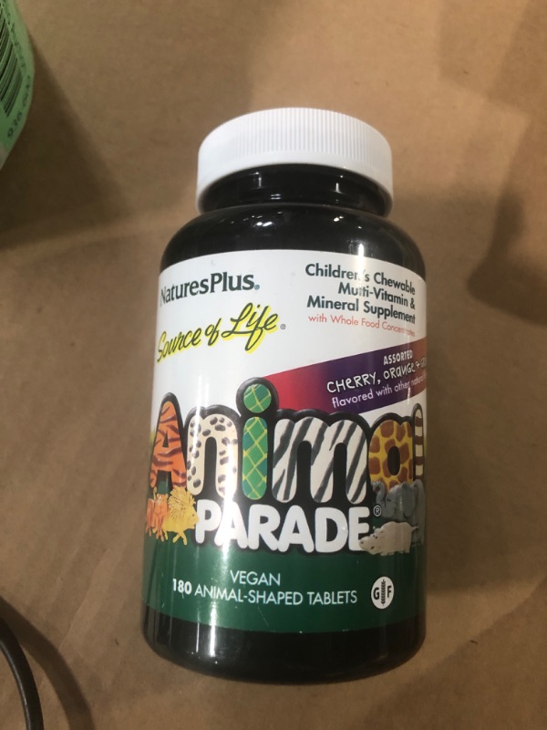 Photo 2 of ***NO RETURNS***EXP 7/24***NaturesPlus Animal Parade Children's Chewable Multivitamin - 180 Animal-Shaped Tablets - Natural Assorted Flavors - Vegetarian, Gluten Free - 90 Servings