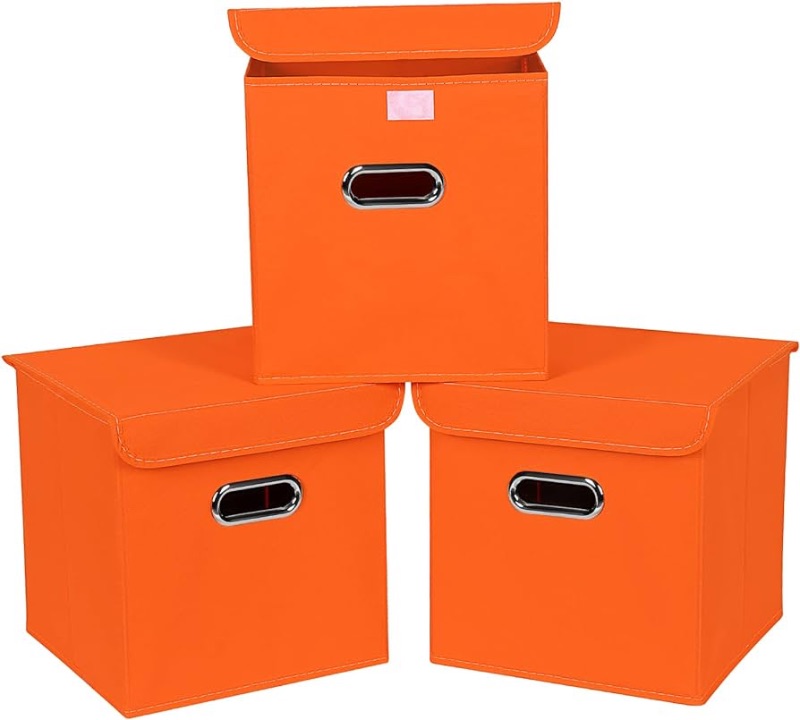 Photo 1 of ***BUNDLE***NO RETURNS***( 2 packs ) Fabric Storage Cube Bins with Lids-Orange