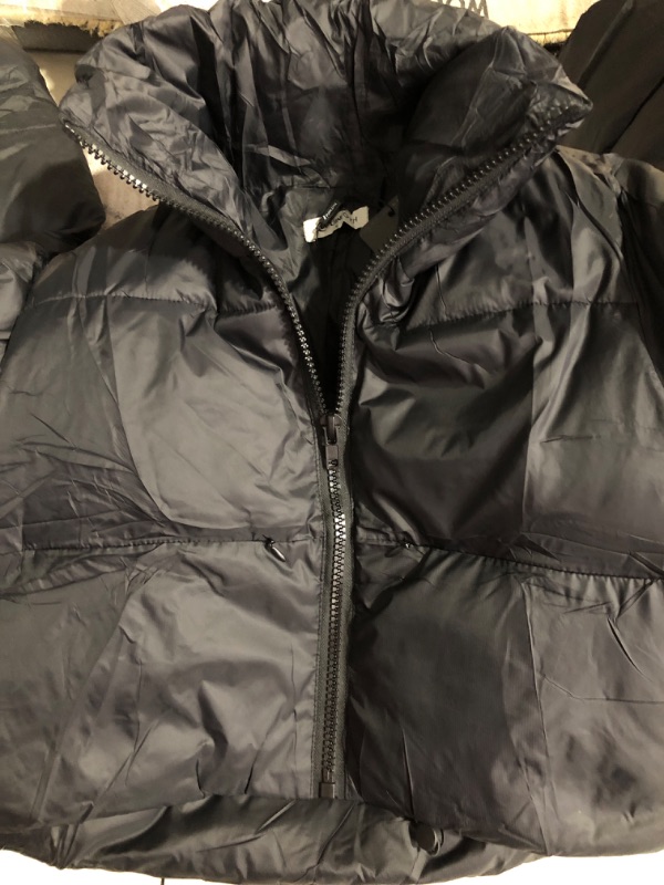 Photo 2 of (women's small) Fuinloth Women's Puffer Jacket, High Stand Collar Zip Pocket Crop Long Sleeve Coat (S)