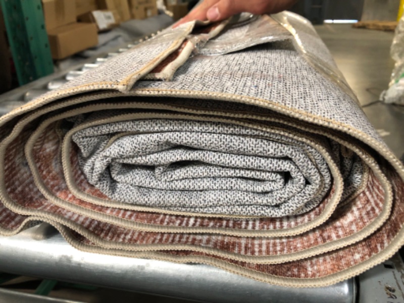 Photo 1 of jinchan Area Rug 8x10 Washable Rug Vintage Rug Indoor Floor Cover Print Distressed Carpet Brick Red Multi Thin Rug Chenille Mat Accent Rug Lightweight Kitchen Living Room Bedroom Dining Room 8'x10' Medallion Brick Red