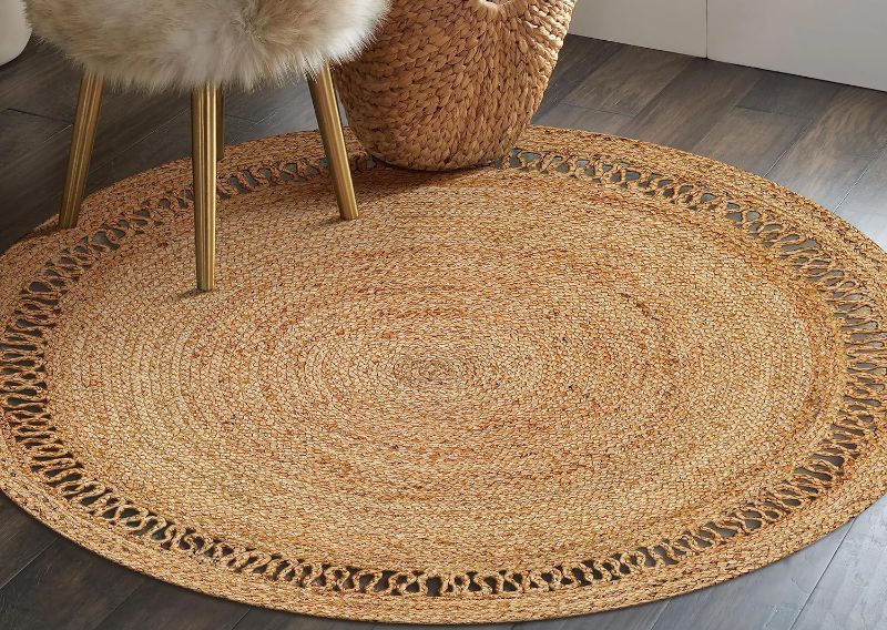 Photo 3 of (READ FULL POST) Round Jute Rugs,6 Ft Jute Rugs,Area Rugs Jute,Braided Rugs Hand Woven,Rustic Vintage Reversible Rug, Eco Friendly Rugs for Bedroom, Living Room, Farmhouse 100% Jute Rag Rugs.