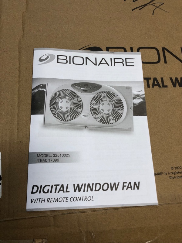 Photo 4 of **BROKEN FAN BLADE**
Bionaire Window Fan with Twin 8.5-Inch Reversible Airflow Blades and Remote Control