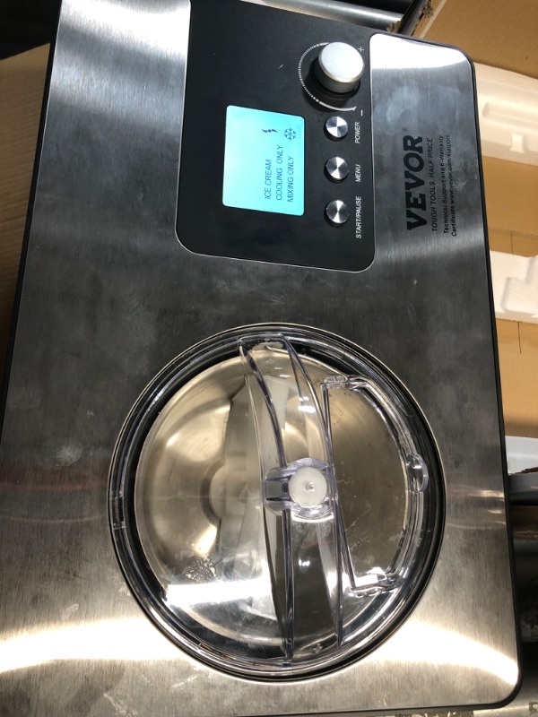 Photo 10 of VEVOR Automatic Ice Cream Maker with Built-in Compressor, 2 Quart No Pre-freezing Fruit Yogurt Machine, Stainless Steel Electric Sorbet Maker, 3 Modes Gelato Maker with LCD Display & Timer, Silver Horizontal