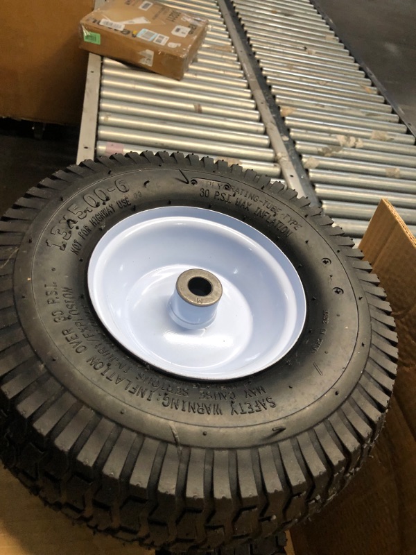 Photo 1 of 2-Pack of 13x5.00-6" Wheels,13" Pneumatic Tires,Steel Rim and 3/4"or 5/8" Axle Bore Hole(Bushing),3"-6” Centered Hub,for Riding Lawn Mower,Utility Wagon and More?All Purpose Utility Tire TT5006-2W