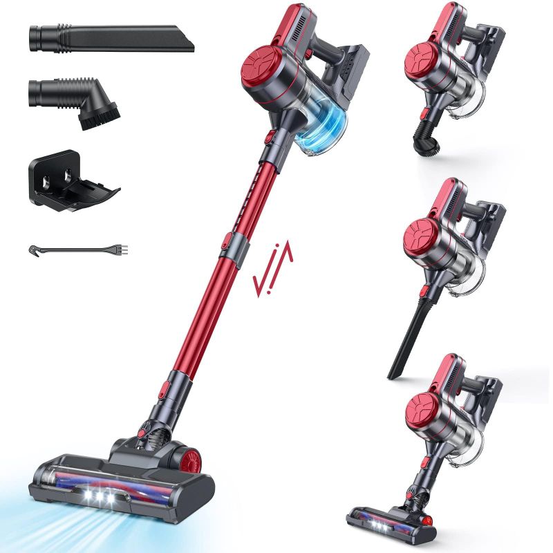 Photo 1 of **MINOR DAMAGE- DIRTY GARBAGE HOLDER**
EICOBOT Cordless Vacuum Cleaner,20000Pa High Efficiency Stick Vacuum,6 in 1 Lightweight Quiet Vacuum Cleaner with 35min Long Runtime,Detachable Battery,for Hardwood Floor Pet Hair,Car,Dragonfly Red