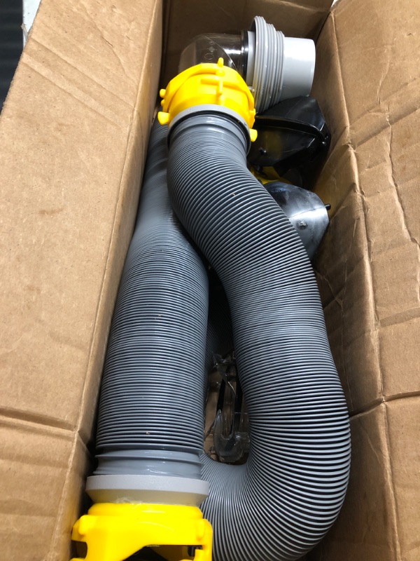 Photo 2 of Camco Deluxe Sewer Hose Kit with Swivel Fittings, Clear Elbow Fitting, Hoses, Storage Caps, and Bonus Clear Extender, 20 Feet (39658) 20' Sewer Hose Kit