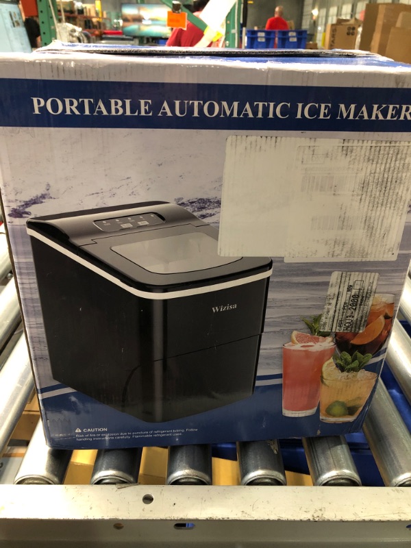 Photo 2 of Counter top Ice Maker Machine, 26Lbs/24H Self-Cleaning Ice Makers Countertop, 9 Cubes Ready in 6mins Ice Cube Maker, Portable Ice Maker with Ice Scoop Basket, Hook for Home Camping Party (Black)