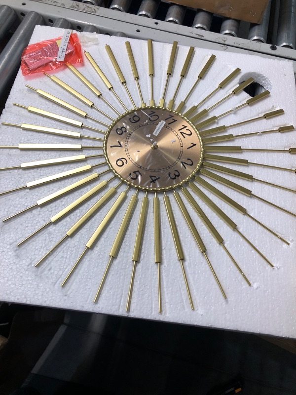 Photo 1 of Large Wall Clock Starburst Clock Non-Ticking Battery Operated Modern Wall Clock Home Decorations for Living Room Bedroom Kitchen Office Gold-starburst