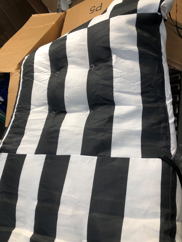 Photo 2 of LARGE OUTDOOR LOUNGER CHAIR CUSHION BLACK AND WHITE STRIPES 