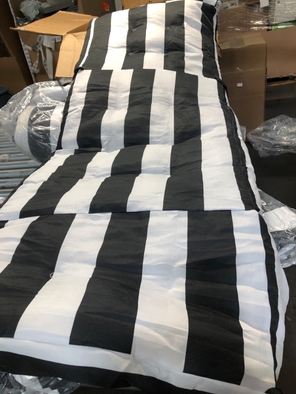 Photo 1 of LARGE OUTDOOR LOUNGER CHAIR CUSHION BLACK AND WHITE STRIPES 