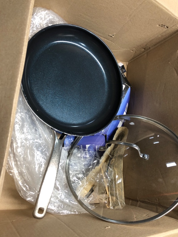 Photo 2 of Blue Diamond Cookware Diamond Infused Ceramic Nonstick 12" Frying Pan Skillet, Oven Safe, Blue & Cookware Diamond Infused Ceramic Nonstick 10" Frying Pan Skillet, Oven Safe, Blue