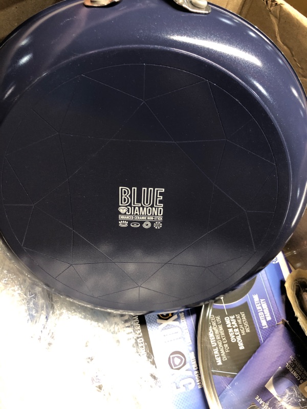 Photo 3 of Blue Diamond Cookware Diamond Infused Ceramic Nonstick 12" Frying Pan Skillet, Oven Safe, Blue & Cookware Diamond Infused Ceramic Nonstick 10" Frying Pan Skillet, Oven Safe, Blue