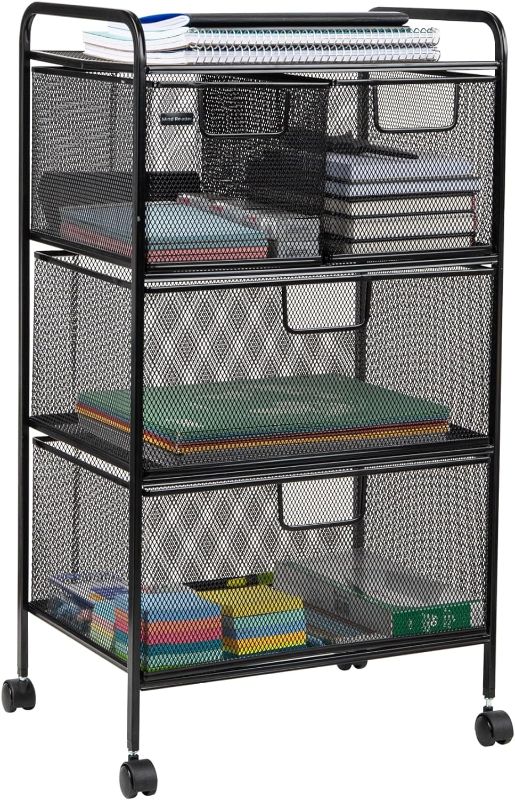 Photo 1 of (SIMILAR TO STOCK PHOTO) Mind Reader 6DRMESH-BLK 3-Drawer Storage Bin Organizer, Multi-Purpose Cart, Black Large