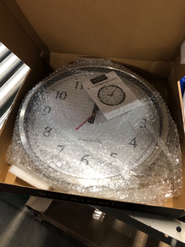 Photo 2 of **NONREFUNDABLE**FOR PARTS OR REPAIR**SEE NOTES**
La Crosse Technology 404-1235UA-PL UltrAtomic 14 inch Stainless Steel Wall Clock, Shatterproof Lens, Silver