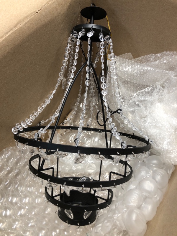 Photo 2 of [READ NOTES]
 71133 33InH Solar Metal Chandelier Spring 10.24InL x 10.24InW x 32.79InH Clear