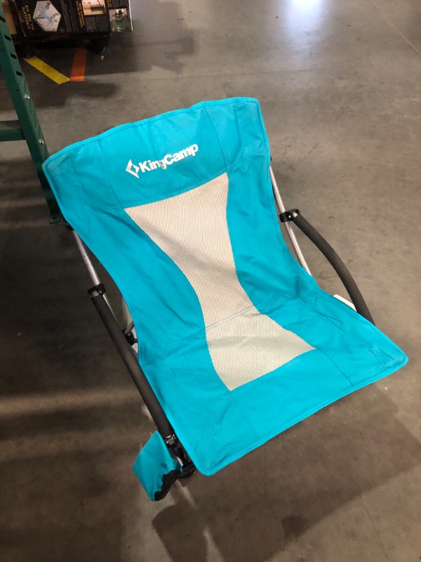 Photo 2 of ***USED - NO CARRY CASE***
KingCamp Low Folding Beach Chairs for Adults,Portable Lightweight Lowback Sling Chair with Headrest,Cup Holder,Carry Bag Armrest,Foldable Chair for Sand Camping Concert Travel,300LBS