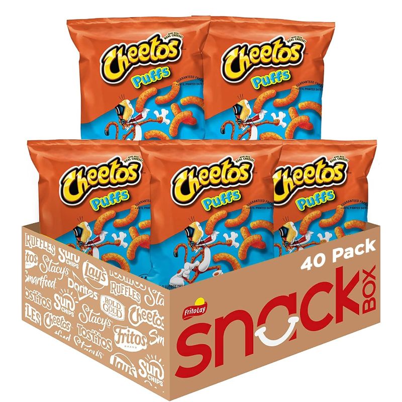 Photo 1 of ***BEST BY 04/09/24***Cheetos Cheese Flavored Snacks, Puffs, 0.875 Ounce (Pack of 40)