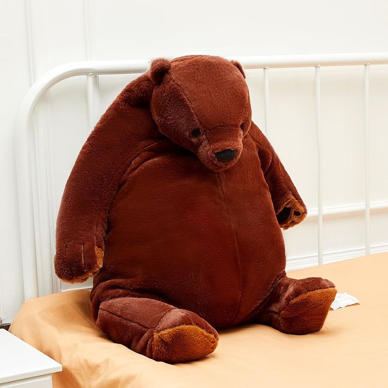Photo 1 of 39 Inch Giant Bear Huggable and Cuddly Plush Stuffed Soft Toy Dark Brown Bear Stuffed Animal Doll for Valentines Birthday Girlfriend Boyfriend Girl Boy Gift Home Decoration
