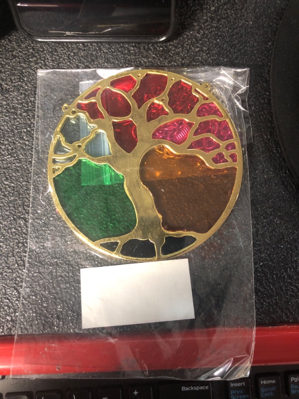 Photo 2 of (see all images) Stained glass Cardinal Tree of Life Hanging Garden Suncatcher Reinforced Glass