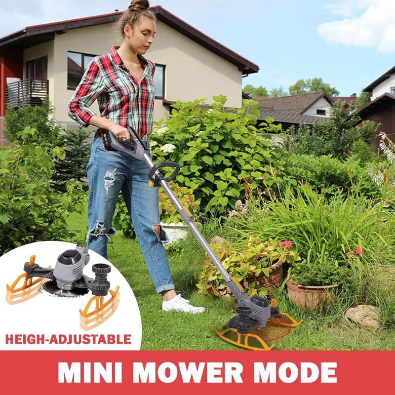 Photo 6 of (READ FULL POST) Cordless  Wacker & Edger & Lawn Mower with 2.5Ah Battery, Running Time 50~75 Mins, 3-in-1 Weed Trimmer Battery Operated (Battery and Charger Included) One Battery