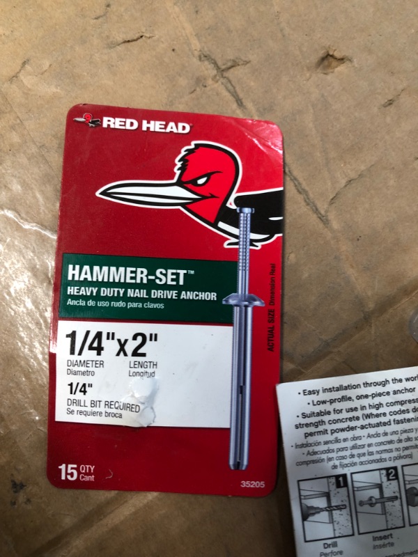 Photo 3 of 1/4 in. x 2 in. Steel Hammer-Set Nail Drive Concrete Anchors 