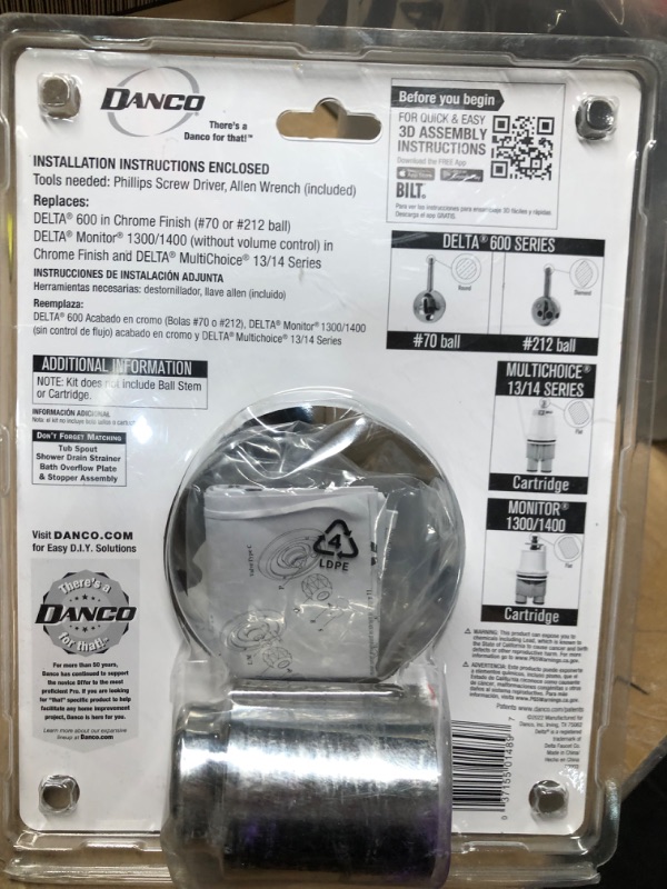 Photo 3 of **MISSING WALL COVER**
DANCO 1-Handle Valve Trim Kit in Chrome for Delta Tub/Shower Faucets (Valve Not Included)