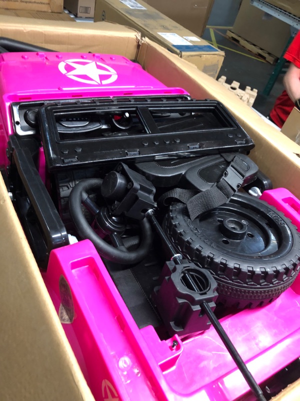 Photo 1 of *SEE NOTES,PARTS ONLY* NON-REFUNDABLE Ride on Truck Car, 12V Electric Ride on Car with Remote Control, MP3, LED Lights, Suspension System, Double Doors, Safety Belt, Ride-on Toy for Kids Aged 3-8 Years Pink