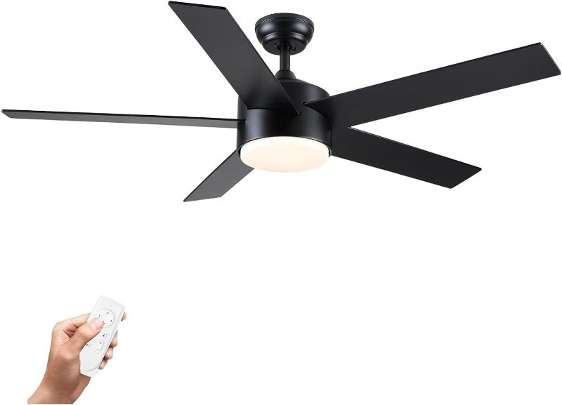 Photo 1 of ***USED - LIKELY MISSING PARTS - UNABLE TO VERIFY FUNCTIONALITY***
POCHFAN 52 inch Black Ceiling Fans with Lights and Remote Control, Dimmable 3-Color Temperatures LED Ceiling Fan, Wooden Quiet Reversible Modern Ceiling Fan for Bedroom, Living Room, Dinin