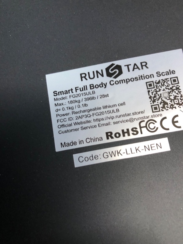 Photo 4 of **DAMAGED SEE NOTES**
Runstar Scale for Body Weight and Fat Percentage,