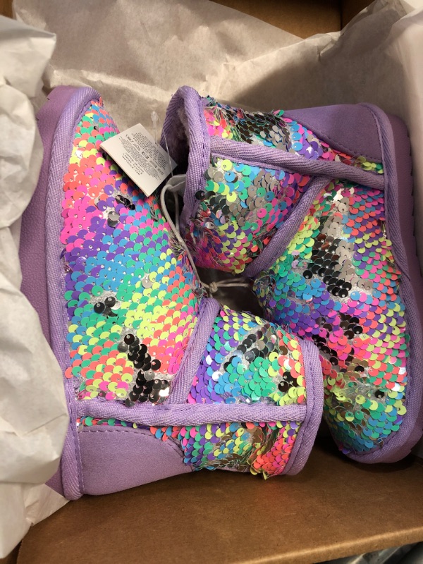 Photo 2 of (NON-REFUNDABLE) K KomForme Girls Winter Boots Sparkle Sequins Warm Snow Shoes Fur Lined Lightweight Comfy (Toddler/Little Kids/Big Kids) 12 Little Kid Rainbow