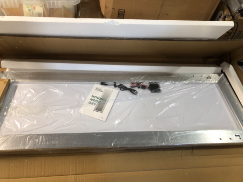 Photo 2 of  Full Length Mirror with Lights, 44" x 16" LED Lighted Wall Mounted Mirror, Over The Door Hanging Mirror, Light Up Full Body Mirror, Long Dressing Mirror Square White Square White Led 44" x 16"