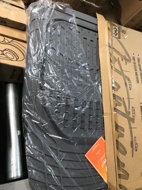 Photo 2 of Motor Trend 923-GR Gray FlexTough Contour Liners-Deep Dish Heavy Duty Rubber Floor Mats & Van-All Weather Protection Trim & Premium FlexTough All-Protection Cargo Liner Trunk Mat, Gray, 54" x 37"