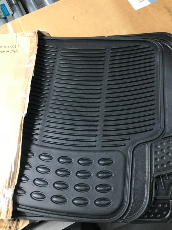 Photo 3 of Automotive Floor Mats Black ClimaProof for all weather protection Universal Fit for most Cars, SUVs, and Trucks (Trimmable Heavy Duty 3 Row 4pc Full Set) FH Group F11306BLACK-3ROW 3 Row Black