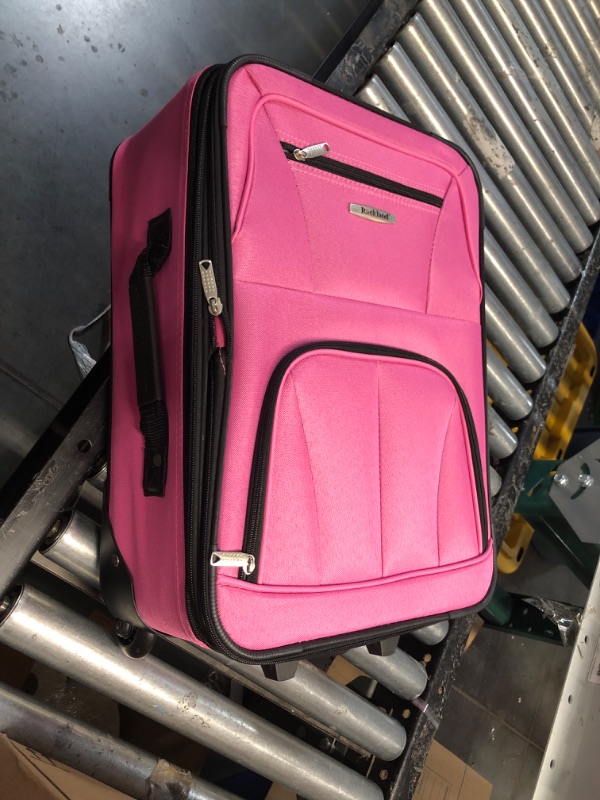 Photo 2 of ***MISSING SMALL BAG**Rockland Fashion Softside Upright Luggage Set, Expandable, Pink, 2-Piece (14/19)