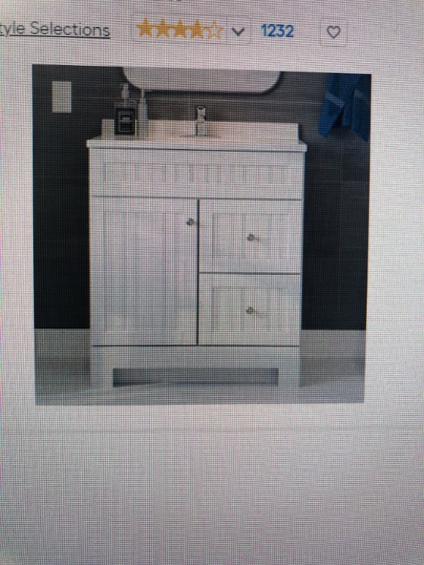 Photo 1 of ****PARTS ONLY***Style Selections Ellenbee 30-in White Single Sink Bathroom Vanity 
