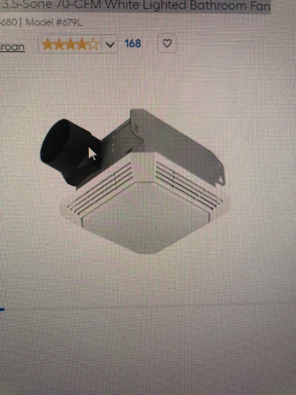 Photo 1 of Broan 3.5-Sone 70-CFM White Lighted Bathroom Fan