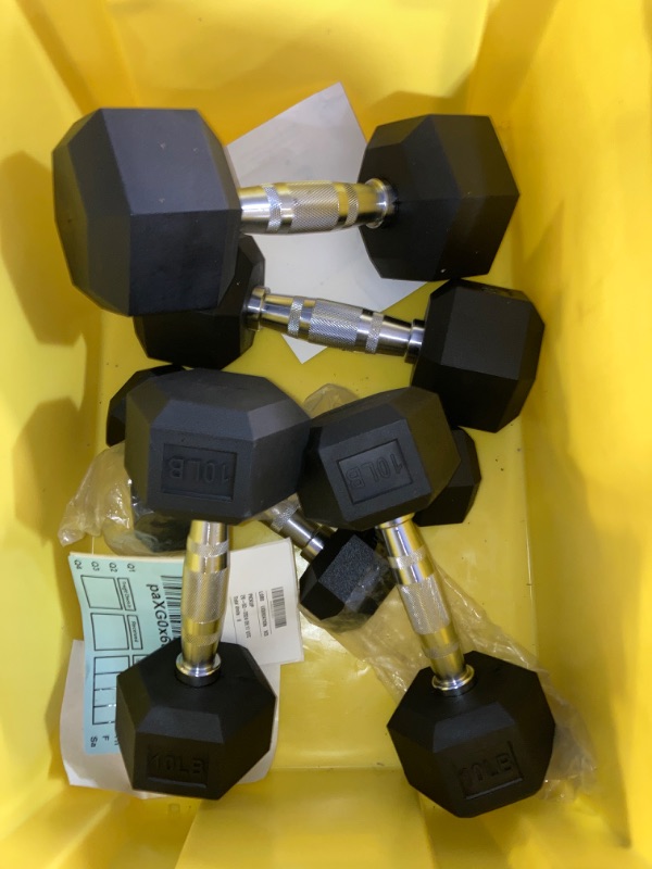 Photo 2 of (READ FULL POST) Signature Fitness Rubber Coated Hex Dumbbell Weight Set and Storage Rack, Multiple Packages 150LB Set with A-Rack no stand