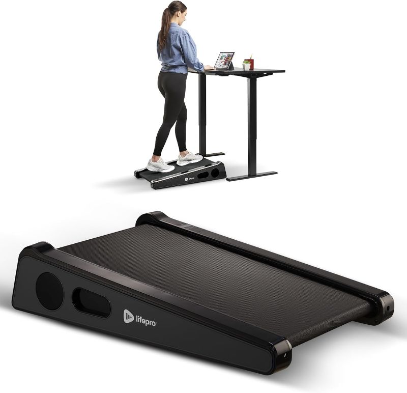 Photo 1 of (READ FULL POST) Lifepro Smallest Portable 30in Small Mini Walking Pad Treadmill with Incline Under Desk Work - Installation Free Compact Treadmills for Home/Office - Max Load 220Lbs & Speed 3MPH Black with Handlebar