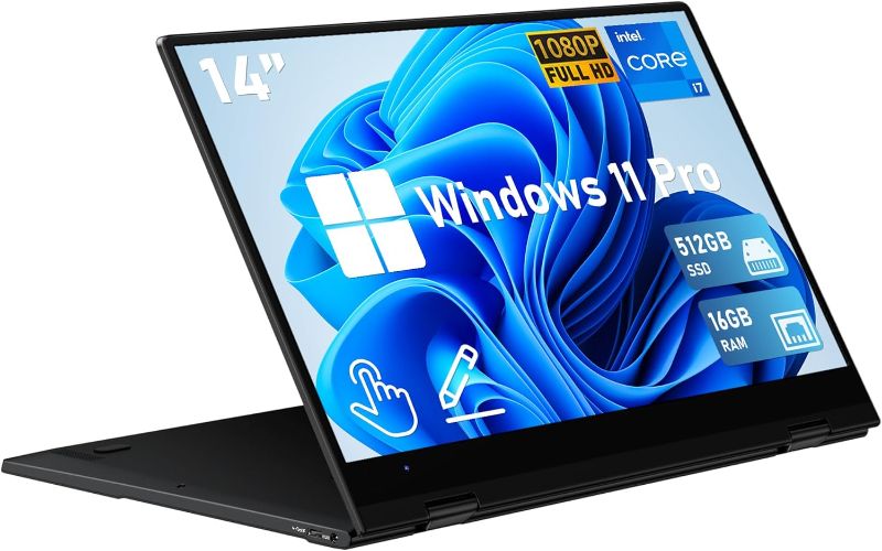 Photo 1 of FUNYET Touchscreen Laptop Computer | 14 Inch 2 in 1 Gaming Laptop | Intel Core i7-1265U | 16GB RAM 512GB SSD | 1920 x 1080 | Fingerprint Unlock | Backlit Keyboard | Wi-Fi 6 | BT5.2 | Windows 11 Pro 16GB RAM+512GB SSD i7-1265U