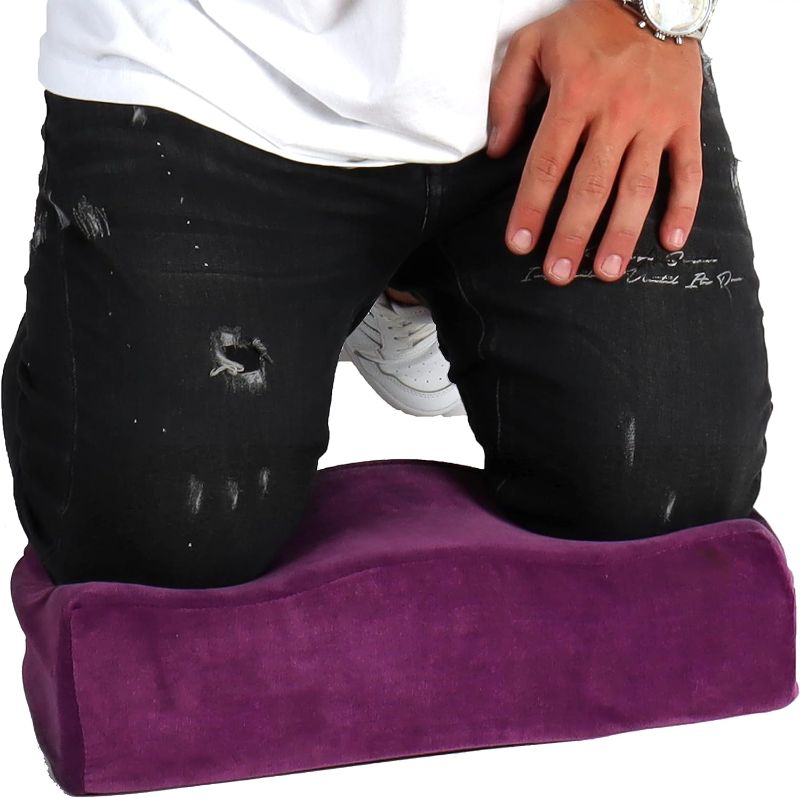 Photo 1 of (READ FULL POST) Kneeling Pad Comfort Memory Foam - Extra Thick Knee Cushion Floor Sitting for Work, Mechanics, Construction, Gardening, Yoga, Bath Kneeler for Baby Bath -Provide Support for Knees & Elevation (Purple)