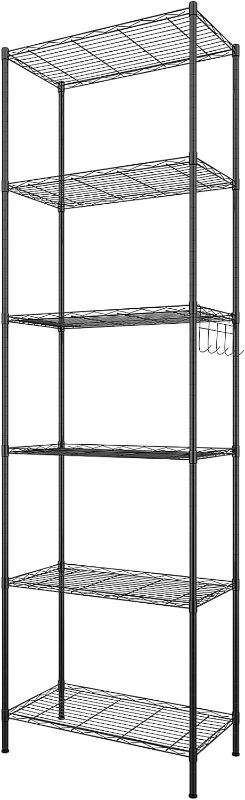 Photo 1 of (READ FULL POST) 6-Tier Wire Shelving Unit Storage Rack Metal Shelf Organizer with 6 Hooks for Kitchen Bathroom Garage Balcony 21.26" x 11.42" x 62.99"