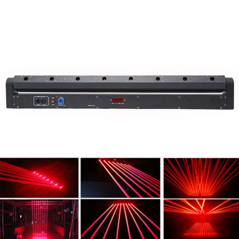 Photo 2 of 8 Eye Moving Head Light 8x500mW Red Laser with LED Bar Lyre 8x9W RGB Beam Stage Lighting Effect DJ Disco Wedding Show
