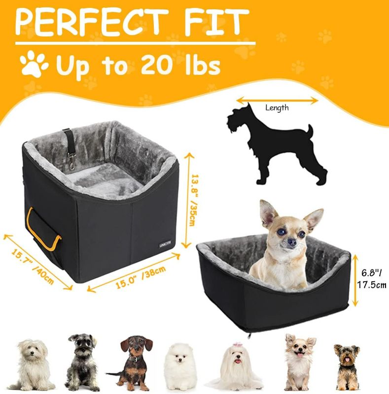 Photo 4 of (READ FULL POST) UNICITII Lookout Pet Car Booster Seat for Small Dogs, Bucket Booster Pet Seat, Elevated Dog Booster Car Seat, Lookout Dog Car Seat for Small Dogs up to 25lbs L-HOLDS UP TO 25lbs-BUCKET DESIGN+TRAVEL BOWL Black