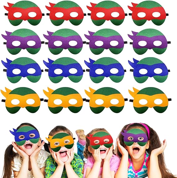 Photo 1 of 24 Packs Turtles Masks Party Favors for Kids, Superhero Dress Up Cosplay Party Supplies Party Masks Turtles Costumes Superhero Birthday Party Decorations
