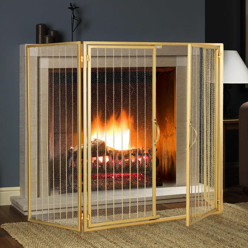 Photo 1 of **STOCK IMAGE IS A REFEFENCE ONLY**  IRONWALLS Gold Fireplace Screen with Doors