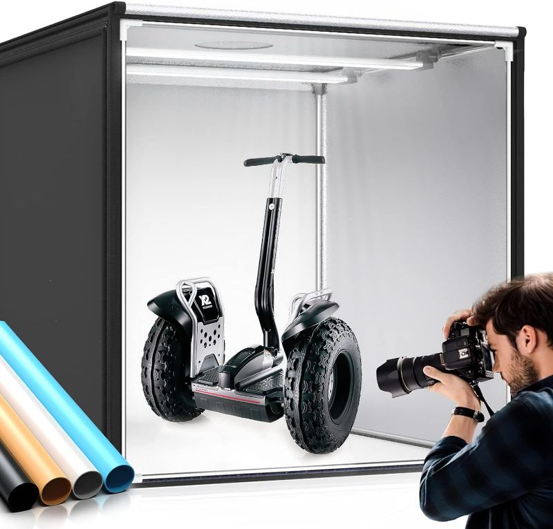 Photo 1 of ***USED - LIKELY MISSING PARTS - UNABLE TO VERIFY FUNCTIONALITY***
Photo Light Box, SAMTIAN 100x100x100CM Portable Folding Studio Box Professional Tabletop Photography Lighting Kit 4 Colors Backdrops LED Lights Adjustable Brightness 15000LM