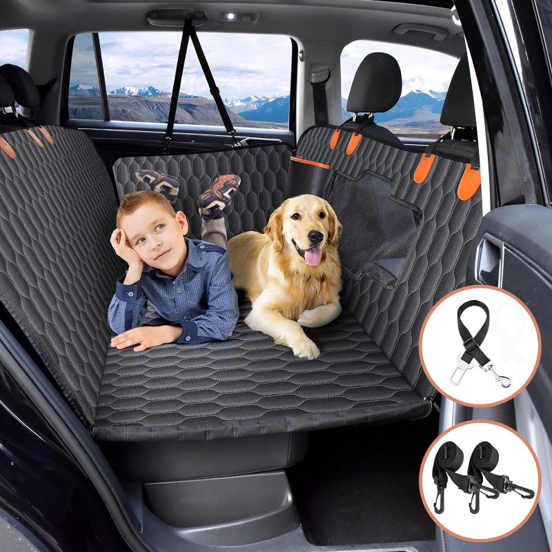 Photo 1 of Back Seat Extender for Dogs-Supports 330lb,Waterproof Dog Car Seat Cover Hard Bottom-Detachable,600D Heavy Duty Scratch Proof Nonslip Soft,Dog Hammock for Car,SUVs
