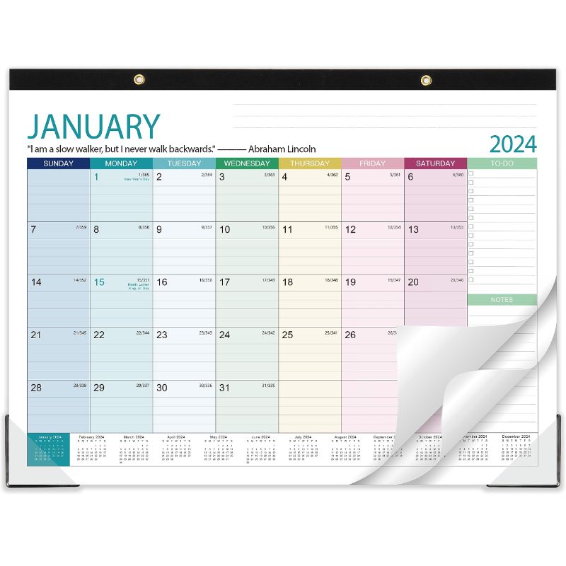 Photo 1 of 2024 Desk Calendar - 2024 Large Desk Calendar, Desk Calendar 2024, JAN 2024 - DEC 2024, 2024 Desk Calendar Large 22x17, 2-in-1, Best Desk/Wall Calendar for Planning or Organizing - Colorful Lump 2024 Desk Calendar 1